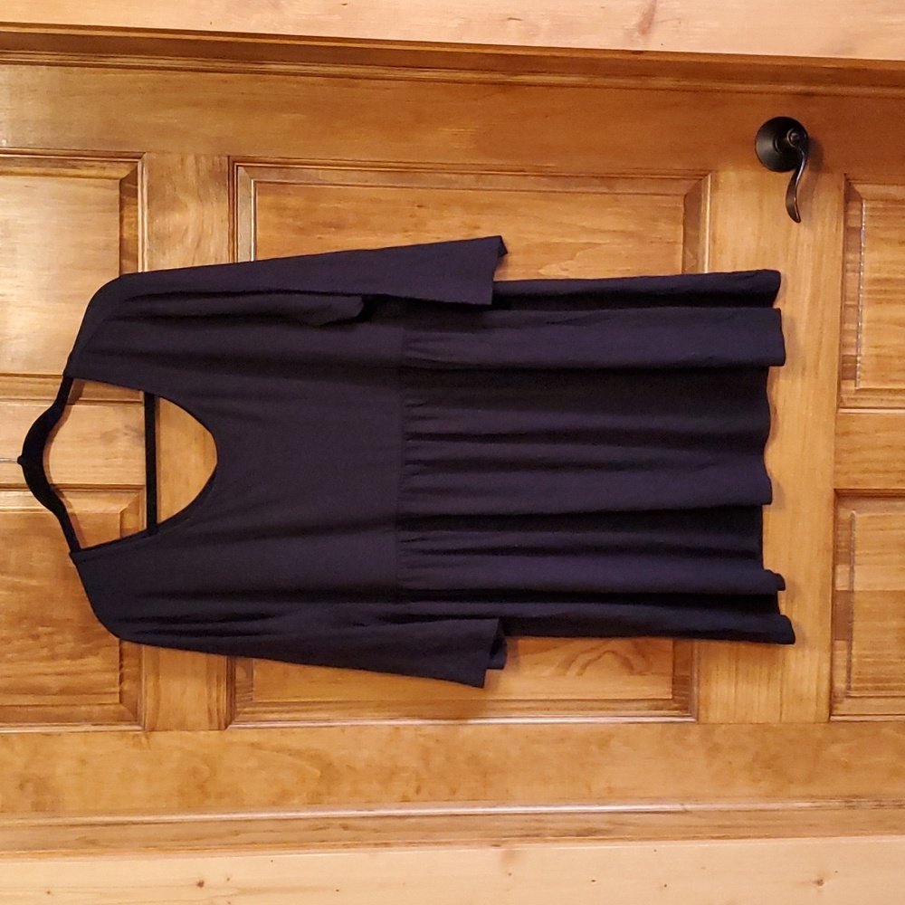 NWT AusLook 3/4 Sleeve Babydoll Black Shirt Size 3X Tunic